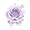 Lavender Sprig intertwined Rose with stem  tattoo design idea