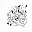 A minimalist portrait of your daughter Lana, surrounded by soft, flowing lines representing tranquility and forgiveness tattoo design idea