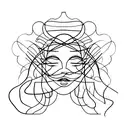 A minimalist portrait of your daughter Lana, surrounded by soft, flowing lines representing tranquility and forgiveness tattoo design idea