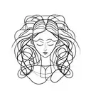 A minimalist portrait of your daughter Lana, surrounded by soft, flowing lines representing tranquility and forgiveness tattoo design idea