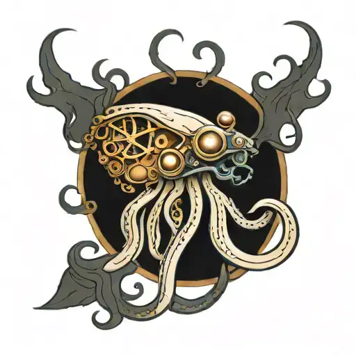 squid steampunk tattoo design idea