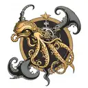 squid steampunk tattoo design idea