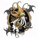 squid steampunk tattoo design idea