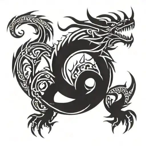 dragon fire infinity tattoo design idea