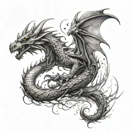 dragon fire infinity tattoo design idea