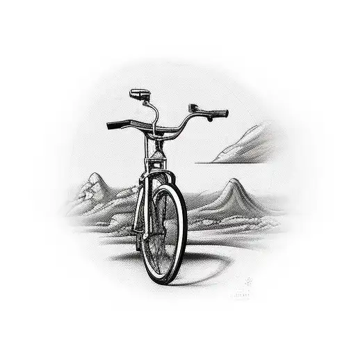Landscape With Bicycle Parts tattoo design idea