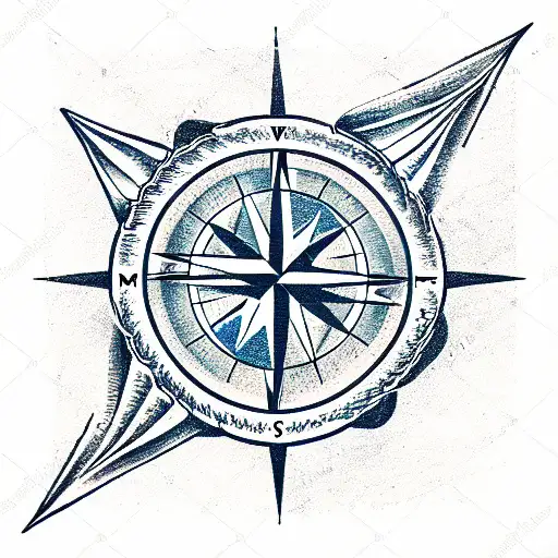 compass and wind rose tattoo design idea