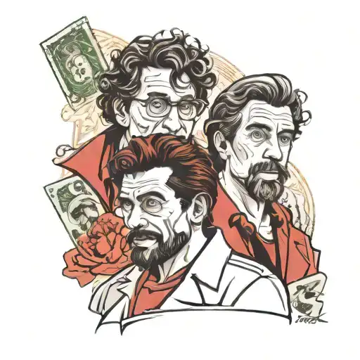 tattoo design Money Heist with actors Andrés de Fonollosa and Martín Berrote tattoo design idea