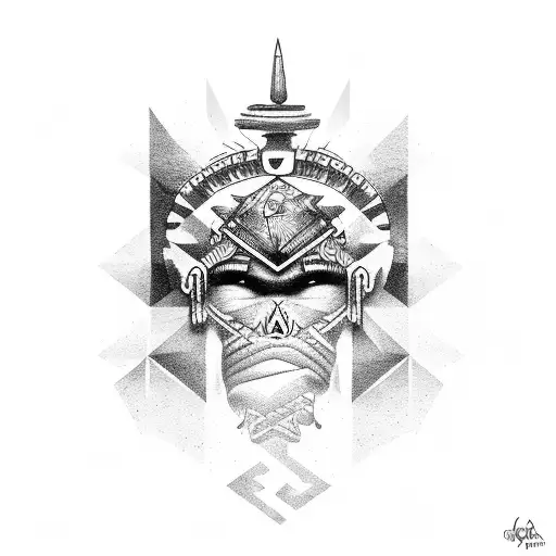 A totem pole face encircled with the words "SIC.PARVIS.MAGNA" tattoo design idea