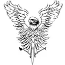 Eagle spread wings with swords tattoo design idea