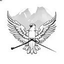 Eagle spread wings with swords tattoo design idea