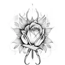 long sword with flowers around it tattoo design idea