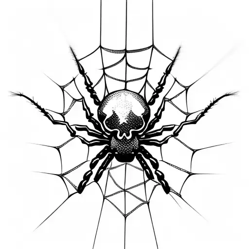 spider with skull and web tattoo design idea
