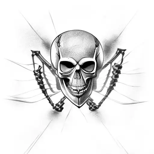 black widow with skull and web tattoo design idea