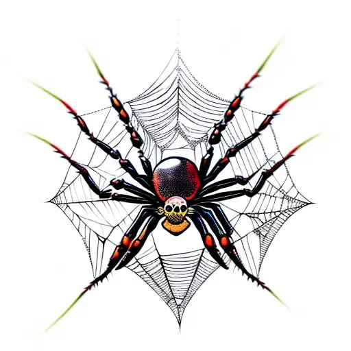spider with skull and web tattoo design idea