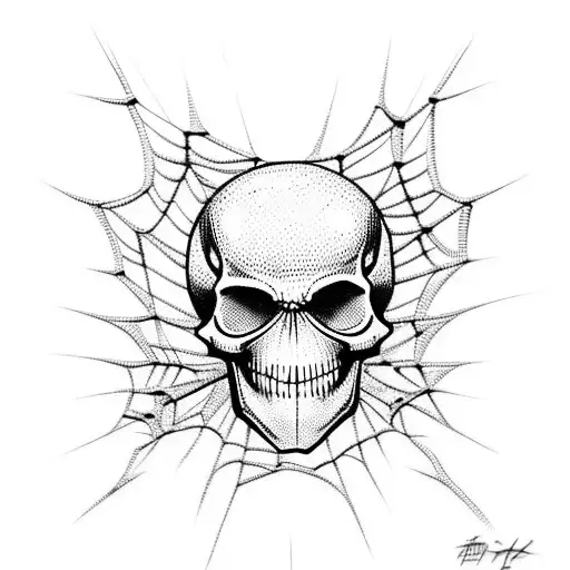 spider with skull and web tattoo design idea