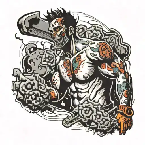 male body chainsaw man tattoo design idea