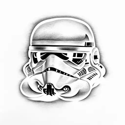 storm trooper with darth revan and vader in smoke tattoo design idea