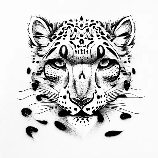 snow leopard tattoo design idea
