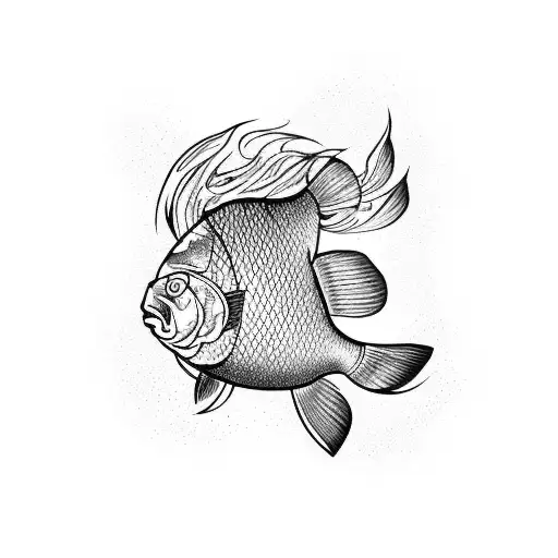 A carp fish swimming through crashing waves tattoo design idea