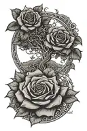  mom and dad written with a tree of life and the infinite symbol and a rose  tattoo design idea
