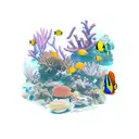 An underwater scene with colorful coral reefs and diverse marine life tattoo design idea