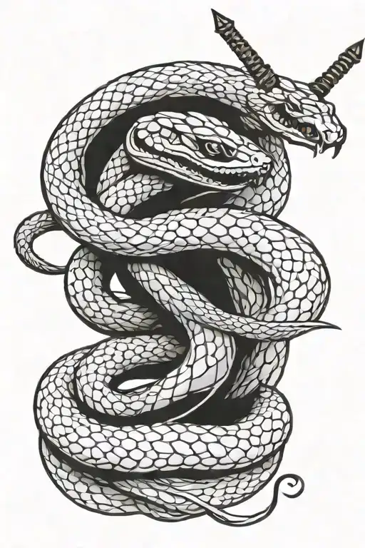 snake wrapped around sword tattoo design idea