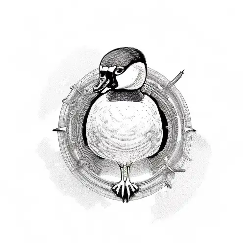 Goose monocle tattoo design idea