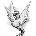 umbrella cockatoo flying tattoo design idea