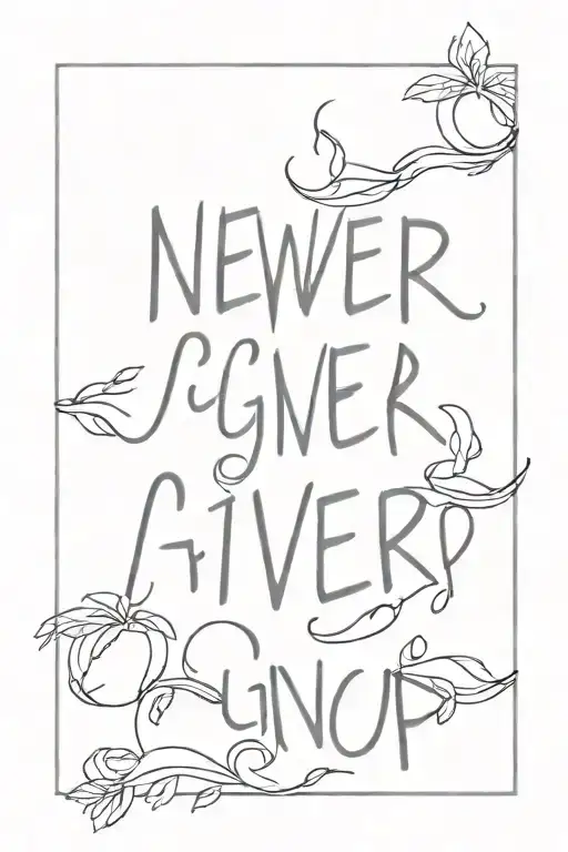 never give up attitude tattoo design idea