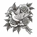 dove and rose tattoo design idea