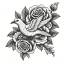 dove and rose tattoo design idea