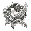 dove and rose tattoo design idea