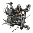 cemetery scene with the grim reaper on a Harley Davidson  tattoo design idea