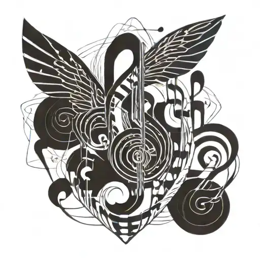 geometric shape with music notes tattoo design idea