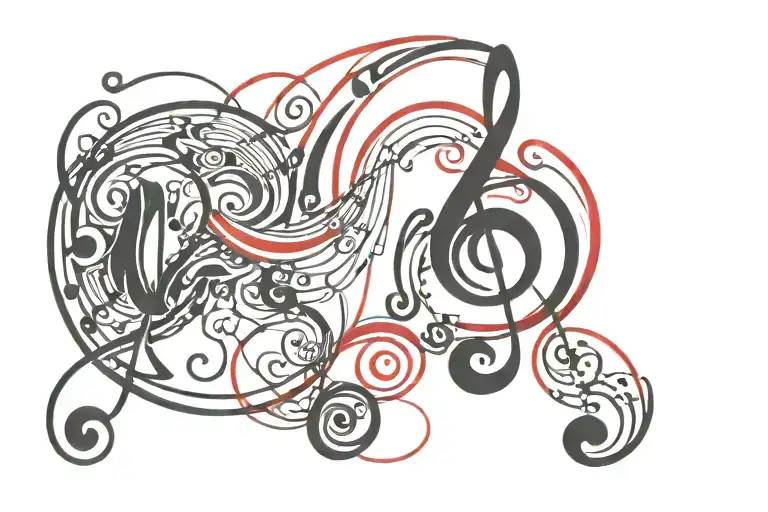 music tattoo for side of head black and red tattoo design idea