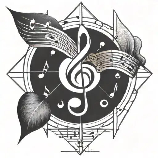 geometric shape with music notes tattoo design idea
