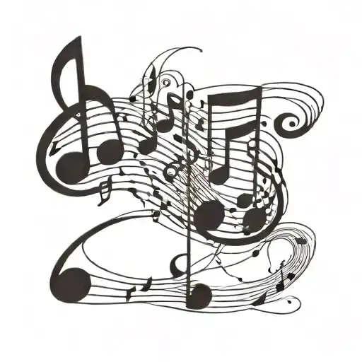 geometric shape with music notes tattoo design idea
