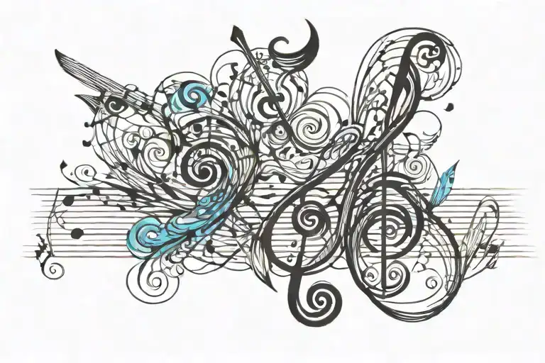 music tattoo for side of head  tattoo design idea