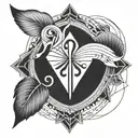 geometric shape with music notes tattoo design idea