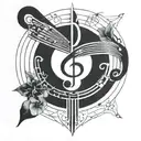 geometric shape with music notes tattoo design idea