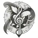 geometric shape with music notes tattoo design idea