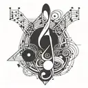 geometric shape with music notes tattoo design idea