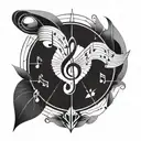 geometric shape with music notes tattoo design idea