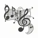 geometric shape with music notes tattoo design idea