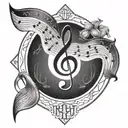 geometric shape with music notes tattoo design idea