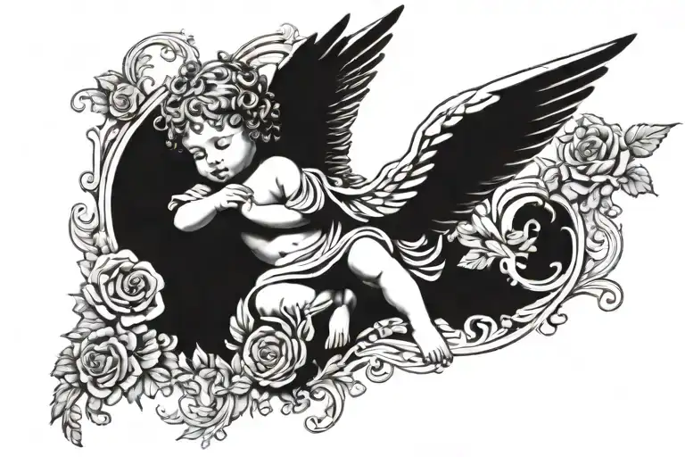 cherub angel tattoo design idea