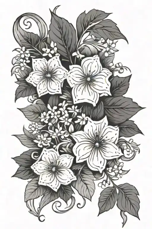 shape of norway  surrounded by flowers/plant leaves  tattoo design idea