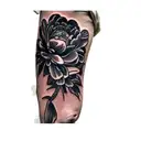 a peony and a snake tattoo design idea