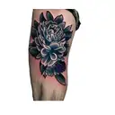 a peony and a snake tattoo design idea